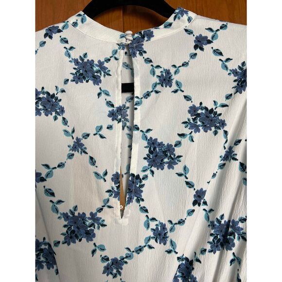 VERO MODA Puff Sleeve Midi Ruffle High Neck Tea Dress Floral in White Large NWT - Picture 7 of 10